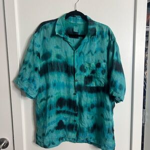 EAC tie-dye button-up linen shirt